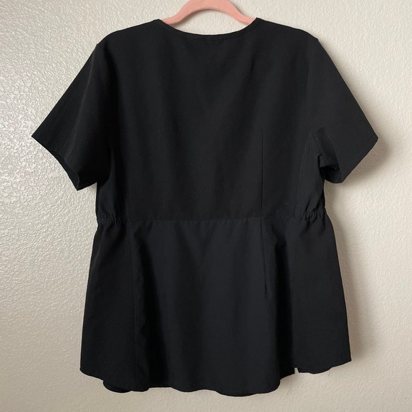 Figs Scrub Top Womens Large Black Octavia Maternity Elastic Waist Short Sleeve - Picture 9 of 12